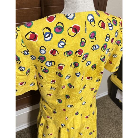 VTG Anne Crimmins for UMI Women's Suit Skirt & Jacket Yellow polka dot sz 12 - Picture 6 of 8